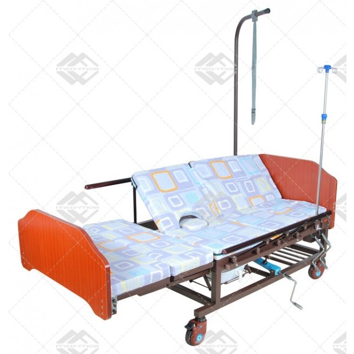 Кровать механическая Med-Mos Е-45А (ММ-5424Н-01) с боковым переворачиванием, туалетным устройством и функцией «кардиокресло» (Медтехника Москва)